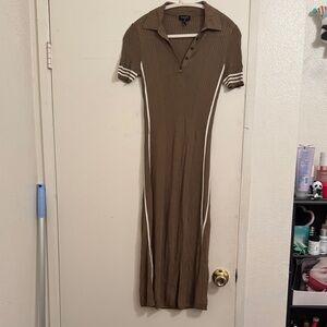 Rag & Bone Brown Midi Dress with White Stripes